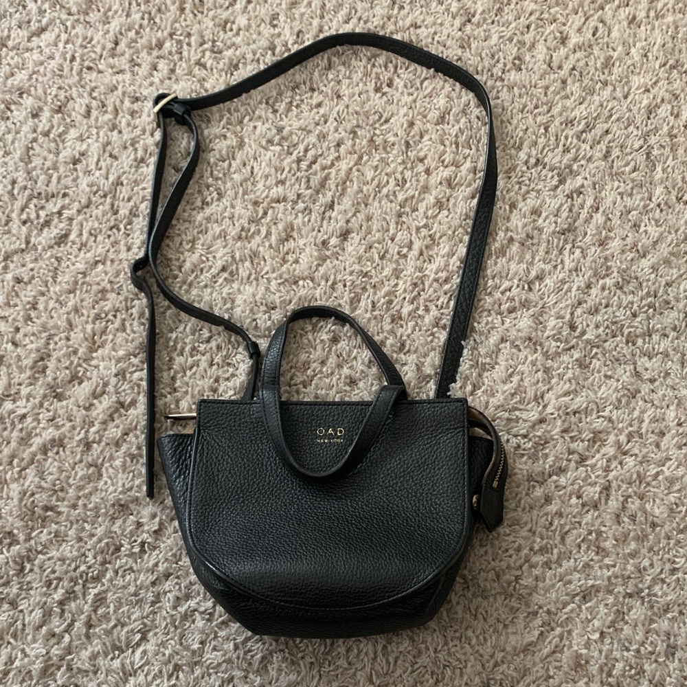 OAD New York Black Pebbled Leather Crossbody Bag
